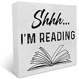 Lesezitat Shhh I\U2018M Lesestube, rustikales Bücherregal, Wanddekoration, 12,7 x 12,7 cm