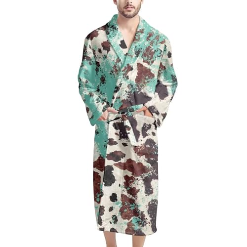 AFPANQZ Teen Boys Mens Bathrobe Long Sleeve Robes Home Sleepwears Lounge Robes Full-Length Waffle Robes Absorbent