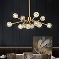 Weesalife Sputnik Chandeliers Modern Crystal Pendant Lighting Gold Chandelier 12 Lights Mid Century Ceiling Light Fixtures for Dining Room Kitchen Island Living Room Bedroom Bar