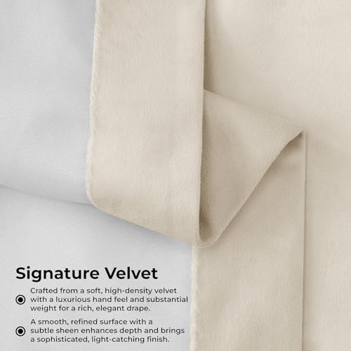 Image of HPD Half Price Drapes Velvet Blackout Curtains /Drapes - 96 Inches Long 1 Panel Blackout Curtain Signature Pleated for Living Room & Bedroom - 25W X 96L, Ecru