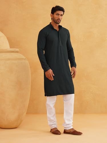 Image of SOJANYA (Since 1958 Men's Cotton Embroidered Thread Work Kurta With white churidar Pyjama