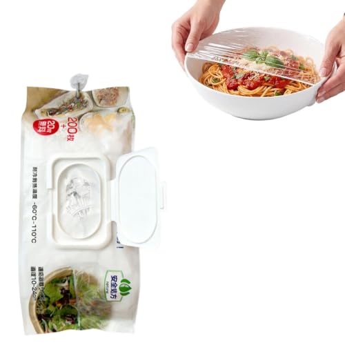 220枚入 電子レンジ対応 かぶせるだけ伸縮フードカバー かぶせるラップ ゴム付き 使い捨て ラップ不要 食品保存カバー 耐熱 耐冷 ホコリよけ お皿・ボウル・鍋に使える 伸縮タイプ 大判サイズ 簡単密閉 冷蔵・冷凍対応 キッチン便利グッズ (クリア)