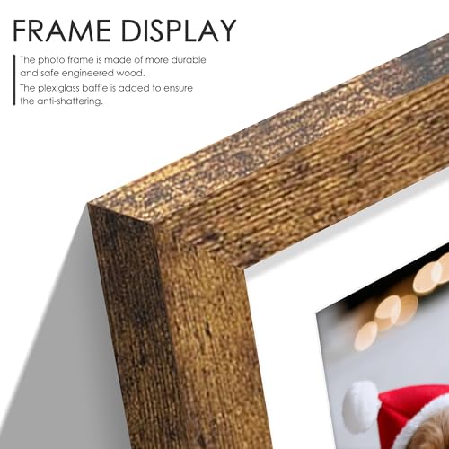 Image of DUENPY 20x20 Collage Picture Frame 8x10 Picture Frame Collage Displays Four 8x10 inch Photos Available Horizontal Wall Mounting Display and Vertical Brown
