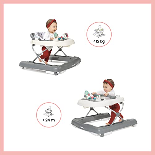 Babymoov Baby Walker 2-in-1 Evolutive, Compact, Musical, Zinc - From 9 months