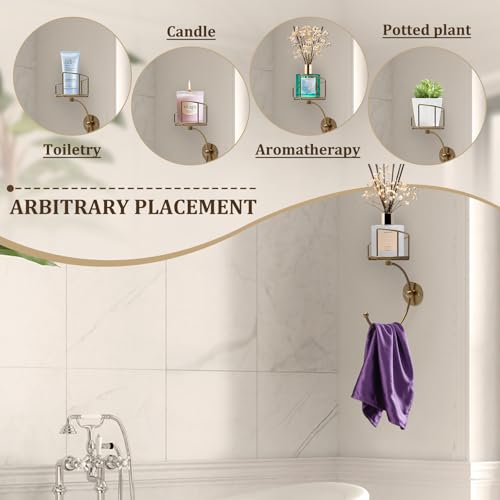 Hand Towel Holder for Bathroom with Vintage Wall Mounted Candle Holder, Rustproof Anti-Corrosion Alloy Unique Gold Towel Hook, Sturdy Coat Hanger for Vintage Kitchen Bathroom Decor and Accessories