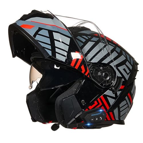 Casco integral abatible bluetooth para viajar en moto con doble visera solar