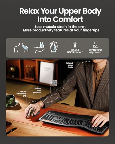 Image of ProtoArc EM11 NL Wireless Ergonomic Mouse, Rechargeable, Black Gold