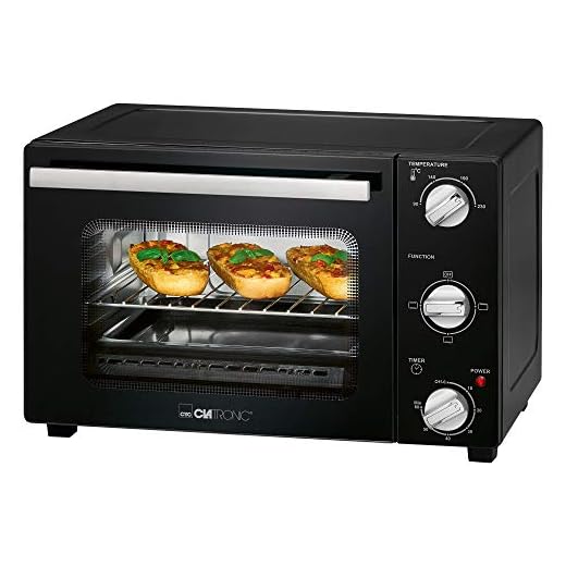 Clatronic MBG 3726 - Horno multifunción, 20 litros, calor superior e inferior, temporizador de 60 minutos con señal de final, color negro