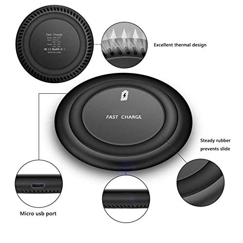 ATWATEC Wireless Charger 7.5W/10W Fast Charging Pad for Galaxy Note 20, Note 20 Ultra - Slim, Black, Qi Compatible, Fast Charge Mode, Non-Slip, Compact, Minimalist Design