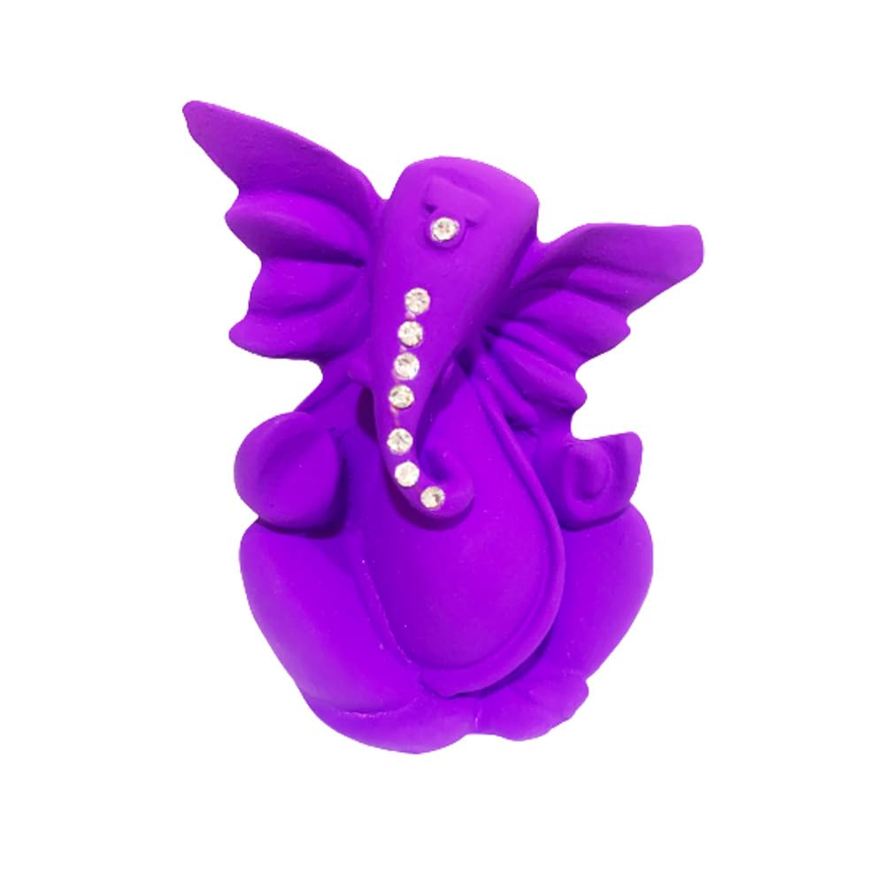 Satre Online And Marketing Purple Multicolor Mini Ganesha Idol For Home And Car Decor - (Size 2.8 In Height) (Purple)