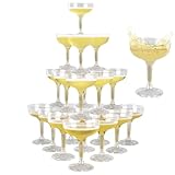 XIRUOXINKEMAO 50 PCS champagne tower glasses, 5 oz disposable martini and champagne glasses plastic, plastic coupe glasses, disposable champagne glasses for Weddings & parties