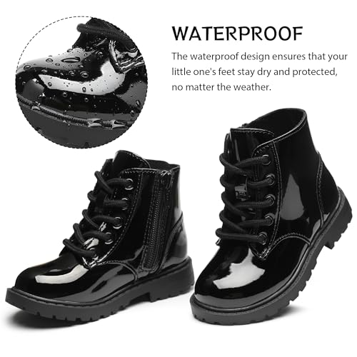 Girls Ankle Boots Lace Up Side Zipper Combat Shoes for Toddler/Little Kid/Big Kid3