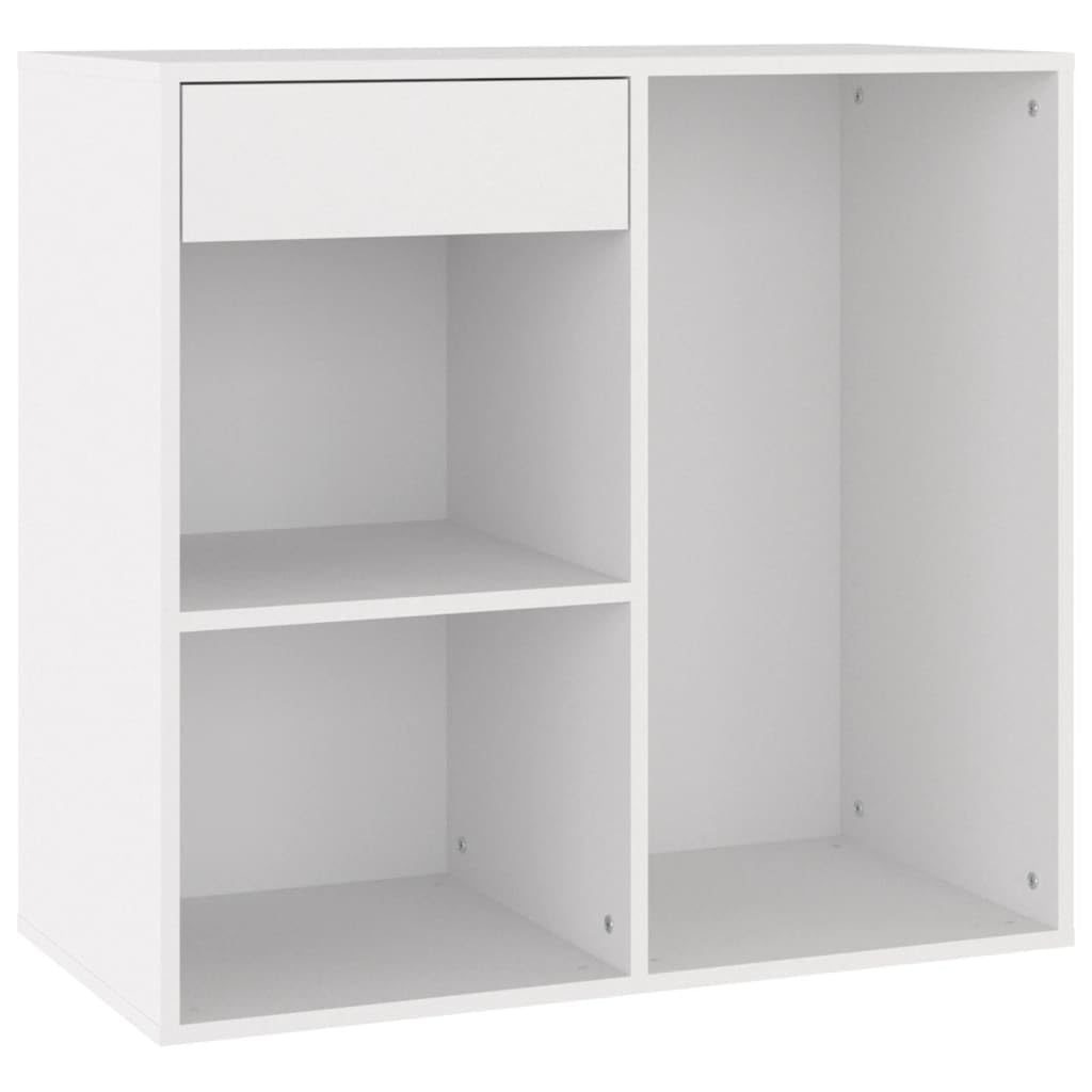 Szafka na kosmetyki, biała, 80 x 40 x 75 cm, wykonana z materiału drewnopochodnego, z szufladą i przegródkami do przechowywania i porządku
