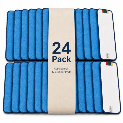 Image of 24 Pack Replacement Microfiber Pad - Thick - Universal Commercial 17-18 Inch Mop Head- Heavy Duty - Wet & Dry Cleaning Refills Reusable Mop Refills Fit for Most Microfiber Flat System