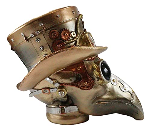 Ebros Bizarre Colorful Steampunk Plaque Doctor Head Bust Skull Sculpture With Painted Gearwork Clockwork Valve Pipes As Macabre Ossuary Victorian Industrial Sci Fi Skulls Gizmos Accent Figurine #TOP3