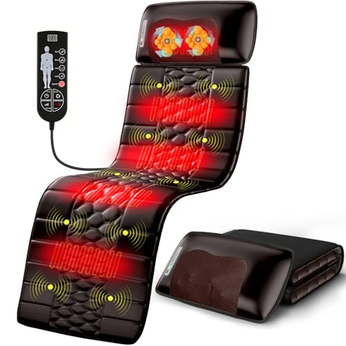 Leedpart Full Body Massage Mat with Heat Multiple Modes Neck Massager Detachable Massage Mats for Full Body Massage Pad Full Body with 9 Speed Settings and 10 Vibrating Motors for Office Home Use