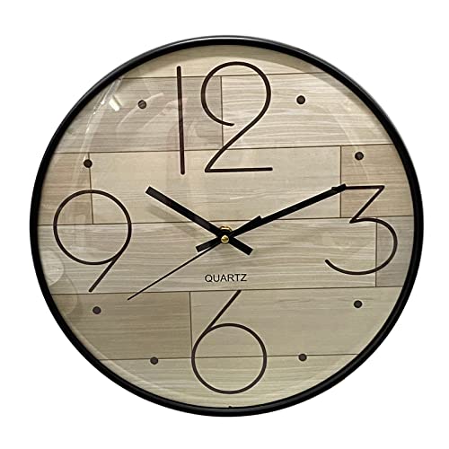 Andstar 12 Inch Farmhouse Wall Clocks Art Distressed Old-Fashioned Rustic Home Decorative Round Wall Clock Vintage Home Decorative For Living Room Office School(Brown Wooden Plank Pattern) #TOP7