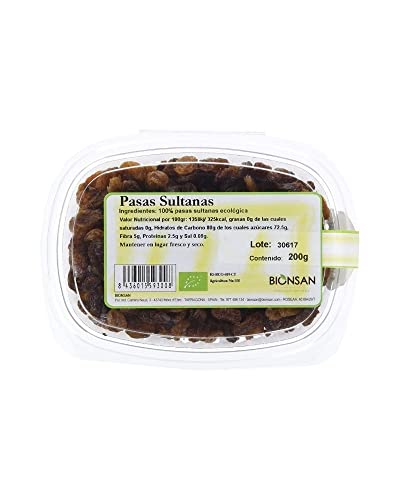 Bionsan Pasas Sultanas Ecológicas - 6 Cajitas de 200 gr - Total : 1200 gr