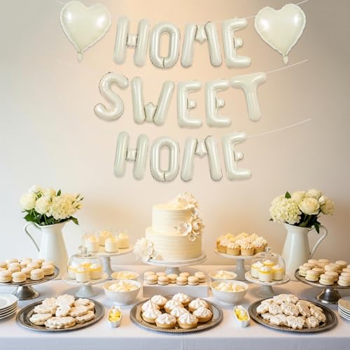Image of TONIFUL 16 Inch Cream White HOME SWEET HOME Letter Balloon Decorations