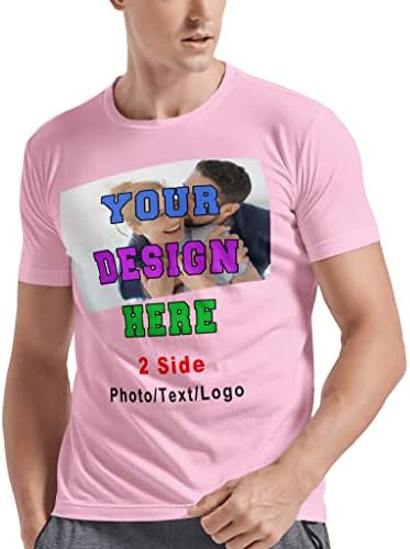 Custom T Shirts Personalized Add Your Photo Text Ultra Soft for Men Women, Front & Back Print Heavy Cotton Short Sleeve T Shirt