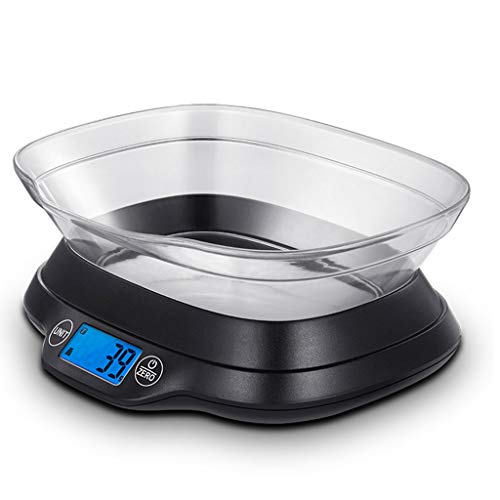 QUSYZD Balanza de Cocina electrónica, 10 g/5 kg, Pantalla LCD Grande, balanza de pesaje de Alimentos húmedos y Secos, de plástico ABS.,