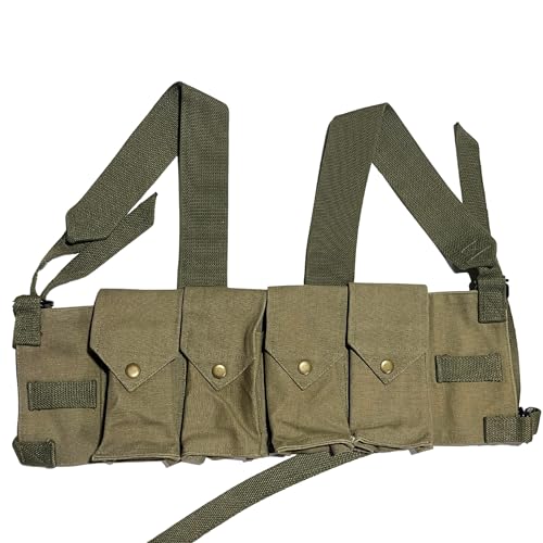 Warreplica Rhodesian Fereday & Sons Chest Rig – OD Green Reproduction Tactical Vest with Magazine Pouches – Military Style Bush War Gear for Collectors