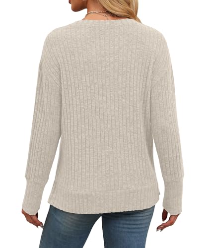 JomeDesign Womens Swaeters Crewneck Long Sleeve Shirts for Women Loose Casual Tunic Tops Fashion 20243