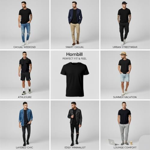 HORNBILL Men's Black T-Shirts 2 Pack, Small, 100% Cotton Crew Neck Tee - image 7