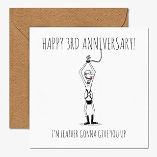 Leather 3rd Anniversary Card | Prime | Premium 350gsm Card | Unique Funny Rude | Blank Inside | Made in UK Eco Friendly