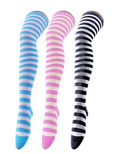 CISMARK over Knee Thigh Socks High Thigh Stockings Women Sock for Cosplay,Daily Wear 3 Pairs One Size Fits Most