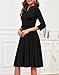 Zattcas Spring Fall Dresses for Women 2025 V Neck 3/4 Sleeve Modest Business Casual Work Professional Office Teacher Outfits Church Pleated Midi Dress with Pockets Black M