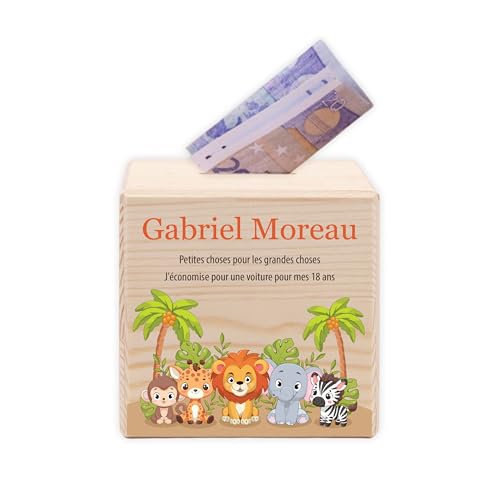 LAUBLUST Tirelire Enfant personnalisée avec prénom | Tirelire en Bois - Cadeau personnalisé pour baptême, Communion, Confirmation, Anniversaire | Cadeaux...
