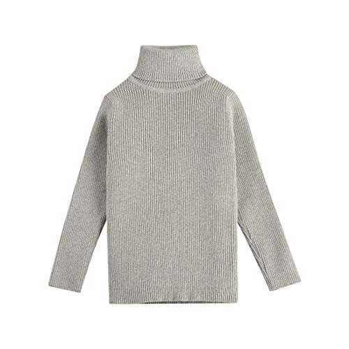 1-6Y Toddler Baby Girl Turtleneck Sweaters Winter Fall Knitwear Solid Color Long Sleeve Knited Top Soft Pullovers Outwear (Grey, 12-18m)