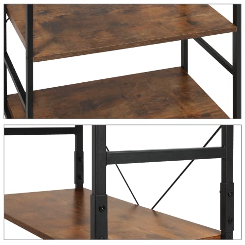 Magshion Tall 5-Tier Bookcase, Storage Rack Shelf Vintage Standing Display Shelf For Home Office Living Room #TOP7