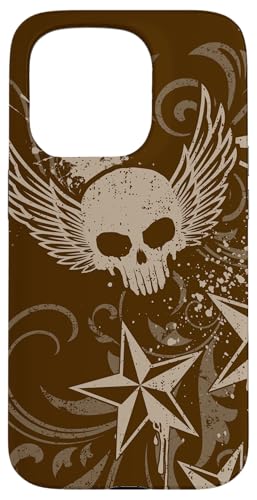 Y2k Grunge 2000s Skull Star Emo Harajuku Goth Scene Brown �X�}�z�P�[�X iPhone 15 Pro �p