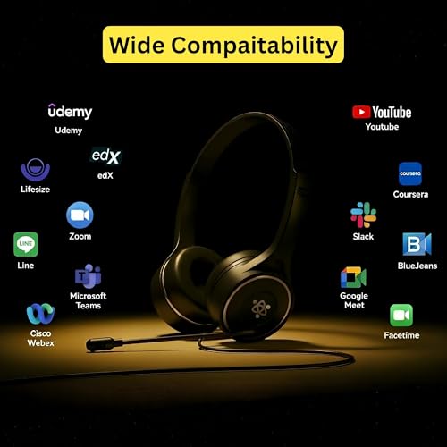 Image of Wired USB Headphone with Noise-Canceling Mic | Ideal for Teams, Zoom Calls & Call Center Use | Compatible with PC & Laptop | Model: Meta MT30 (Black)