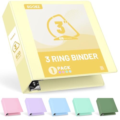 Sooez BinderX Extra Durable 3 Inch 3 Ring Binder D-Ring Large Binders Holds 670 Sheets of 8.5x11 Paper Customizable View Cover with Inside Pockets Heavy Duty 3 Ring Binder for School Yellow