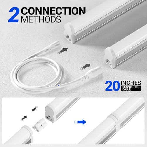 Image of Barrina (6 Pack LED T5 Integrated Single Fixture, 4FT, 2200lm, 6500K Super Bright White, 20W Utility LED Shop Light, Ceiling and Under Cabinet Light, Corded Electric with ON /Off Switch, ETL Listed