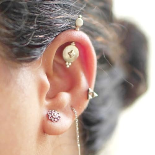 Image of Quirksmith 925 Sterling Silver Bugadi Earrings /Helix Piercing Studs with 925 Stamp And Certificate Of Authenticity /Gift for women