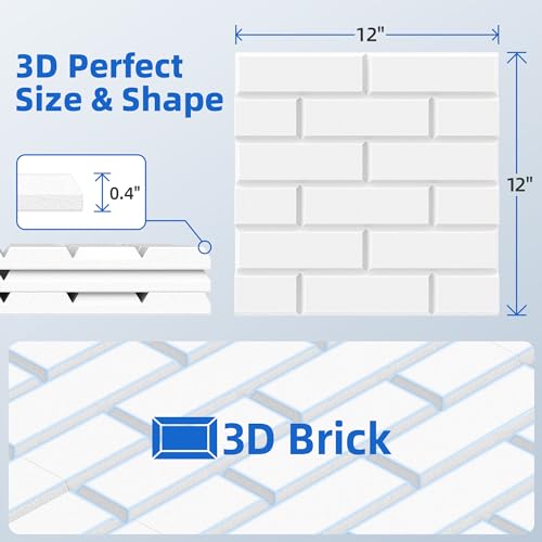 Image of 20 Pack Acoustic Panels with Self Adhesive, 12 inch X 12 inch X 0.4 inch High Density Sound Proof Foam Panels for Walls, Soundproof Wall Panels, Brick Sound Absorbing Panels for Home Studio Office Decor - White
