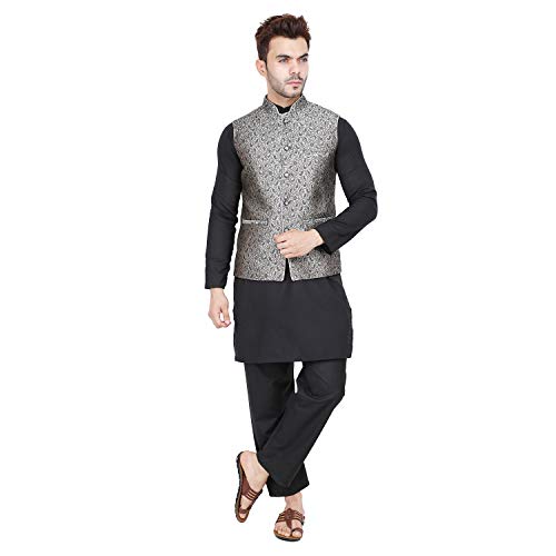 Image of Badoliya & Sons Men's Brocade Zari Nehru Jacket /Waist Coat