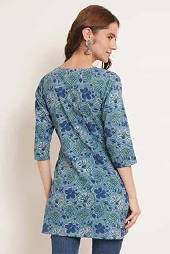 Image of Amazon Brand - Anarva Jaipuri Cotton Printed Short Kurti for Women