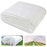 SDLDEER 12x25 FT Greenhouse Plastic, 6 Mil UV Resistant Plastic Sheeting, Clear Tarps Heavy Duty Waterproof, Polyethylene Green House Plastic Covering for Garden, Farms, Agriculture