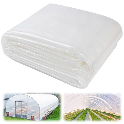 SDLDEER 12x25 FT Greenhouse Plastic 6 Mil UV Resistant Plastic Sheeting Clear Tarps Heavy Duty Waterproof Polyethylene Green House Plastic Covering for Garden Farms Agriculture