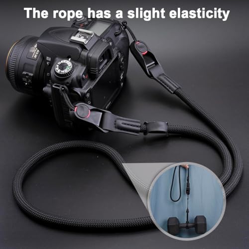 Image of ZORBES110cm Camera Shoulder Strap, Camera Nylon Sling Rope, Hands-Free Nylon Braided Crossbody Strap for DSLR /Mirrorless Cameras Quick-Release Camera Sling Strap, Secure Round Rope Strap (Black)