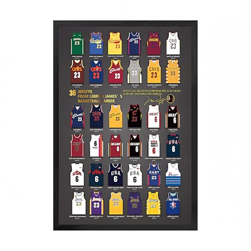 Mofesun Basketball Legend Jersey Basketball Star Posters Framed Art Posters For Boys Bedroom Decor(Black Frame 8 x 10)