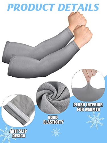 Newcotte 4 Pairs Winter Thermal Arm Sleeves Arm Sleeve Warmer Cycling Thermal Compression Running Warmers for Men Women3