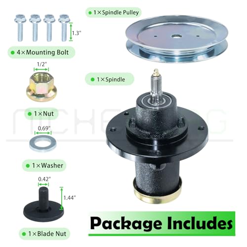 NICHEFLAG 539131898 Spindle Assembly with 539113300 Spindle Pulley Replaces Husqvarna 539131898, 539131767 for Husqvarna MZ61, MZT61, MZ6128, MZT 61, MZ 61, MZ 6128, M-Z61, CZT 62, MZT 61 BF Tractors by NICHEFLAG - Used condition - Image 9