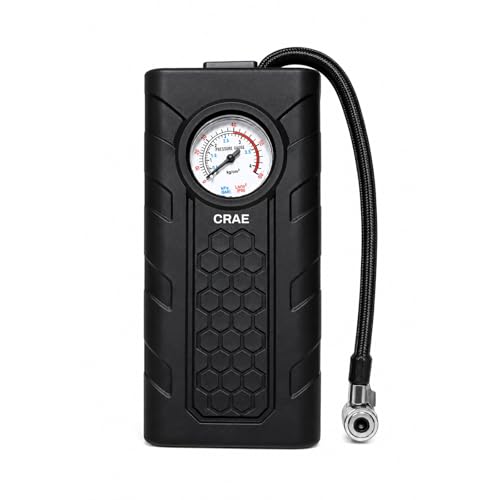 Image of CRAE Portable Digital Tyre Inflator for Car & Bike - Compact Air Pump Compressor with Pressure Gauge, Fast Inflation - Ideal for Tyres, Balls & Inflatables. Pack of 1 (AU002 Black)