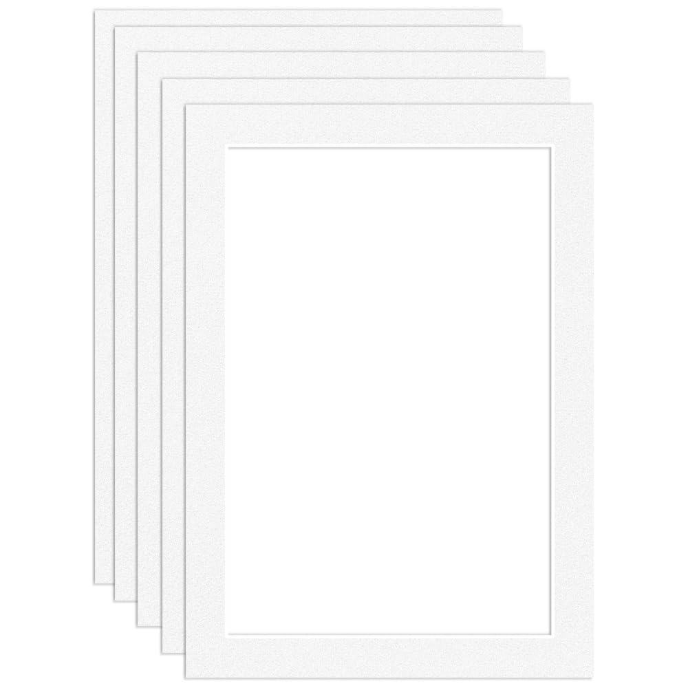 Procut Global 7x5" White Picture Mounts Board to Fit 6x4" Aperture Size - Photo Mount Card Ideal for Prints, Artwork, Crafts & Certificates - Sizes & Colors Available - Pack of 5